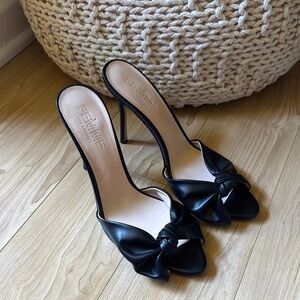 Femme Black Bow Heeled Sandals